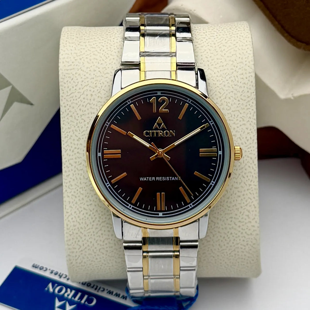 Citron CR-1023 men's classic stainless steel chain watch in Two-Tone Black